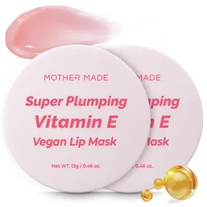 MOTHER MADE Lip Care Balm Plumping Vitamin E Vegan Lip Sleeping Mask 2EA, with Organic Shea Butter, Natural Oils, Vegan Collagen, For Dry Chapped Lips, Stocking Stuffers, Korean Skin Care