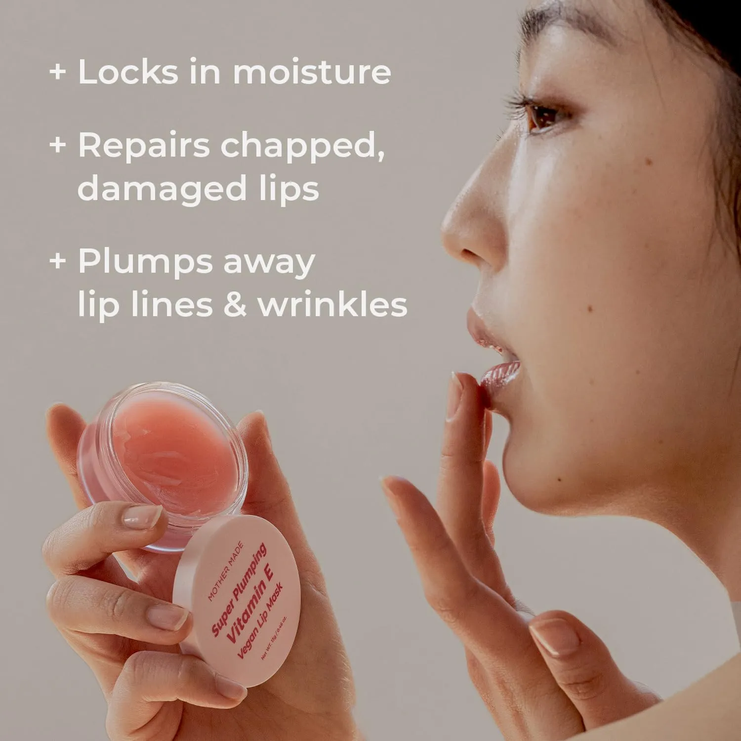 MOTHER MADE Vitamin E Vegan Lip Mask Lip Care Balm,with Organic Shea Butter, Natural Oils, Vegan Collagen, Gifts for Women, Korean Skin Care, 0.46 fl.oz.
