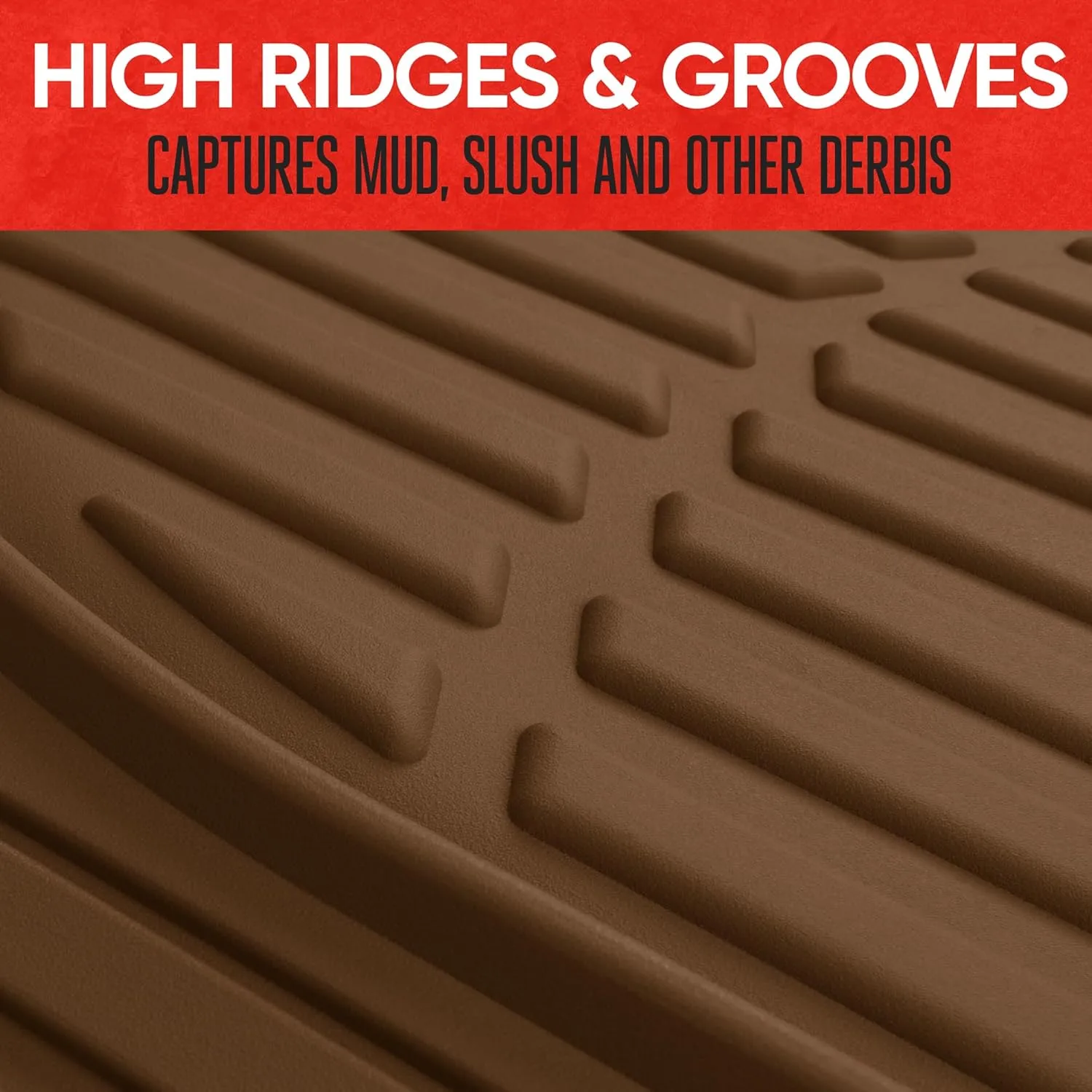 Motor Trend FlexTough Deep Dish All-Weather Floor Mats, Waterproof Trim-To Fit Mats for Cars, Trucks, SUVs - Universal Automotive Floor Liners, Car Accessories