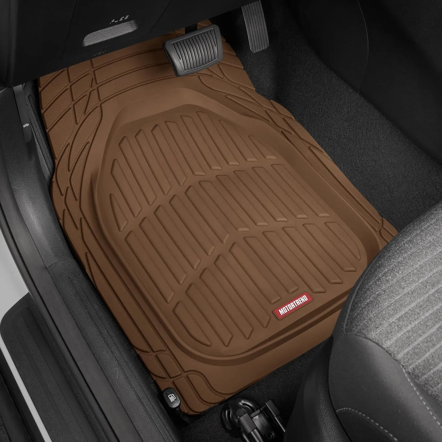 Motor Trend FlexTough Deep Dish All-Weather Floor Mats, Waterproof Trim-To Fit Mats for Cars, Trucks, SUVs - Universal Automotive Floor Liners, Car Accessories