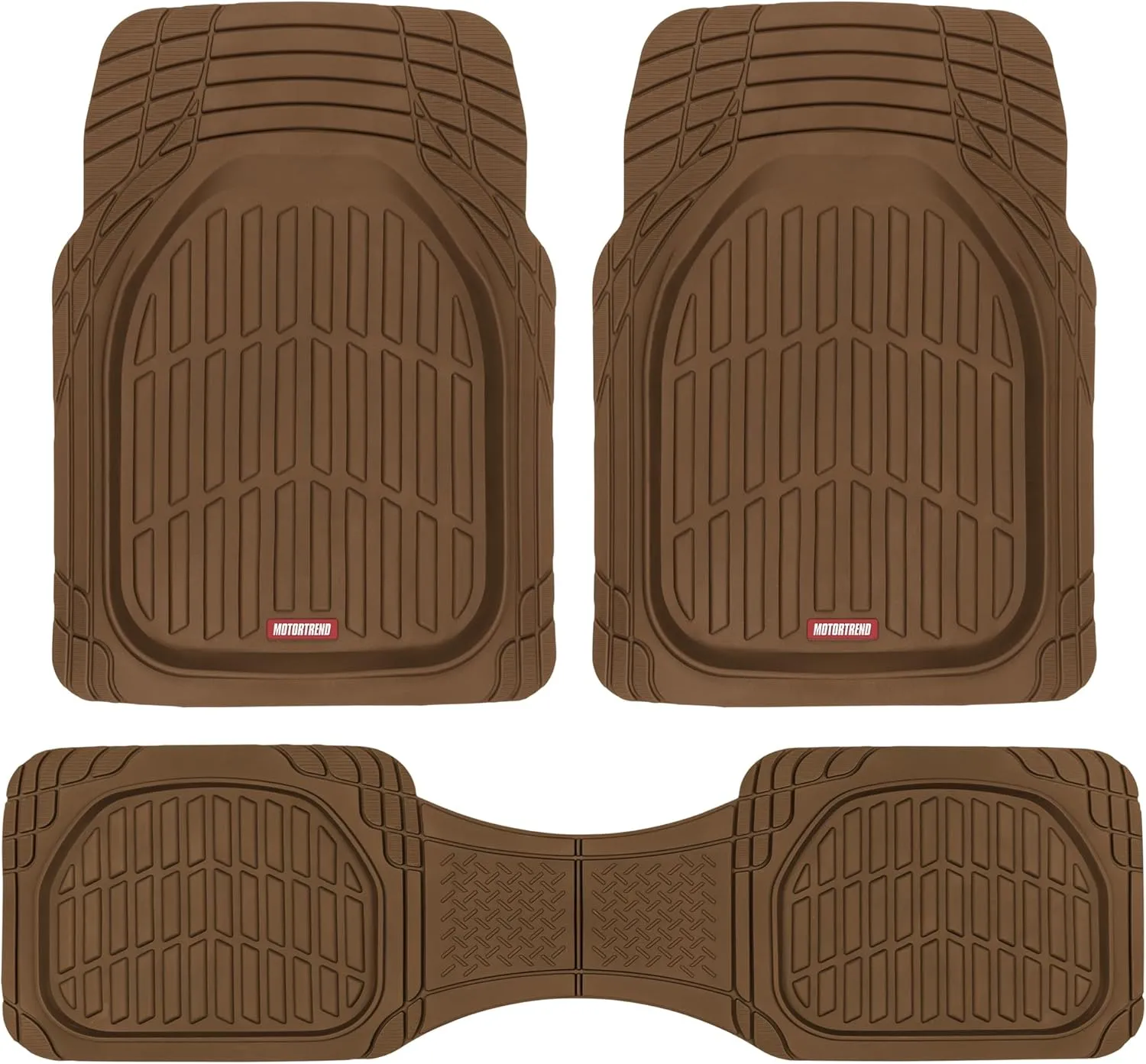 Motor Trend FlexTough Deep Dish All-Weather Floor Mats, Waterproof Trim-To Fit Mats for Cars, Trucks, SUVs - Universal Automotive Floor Liners, Car Accessories