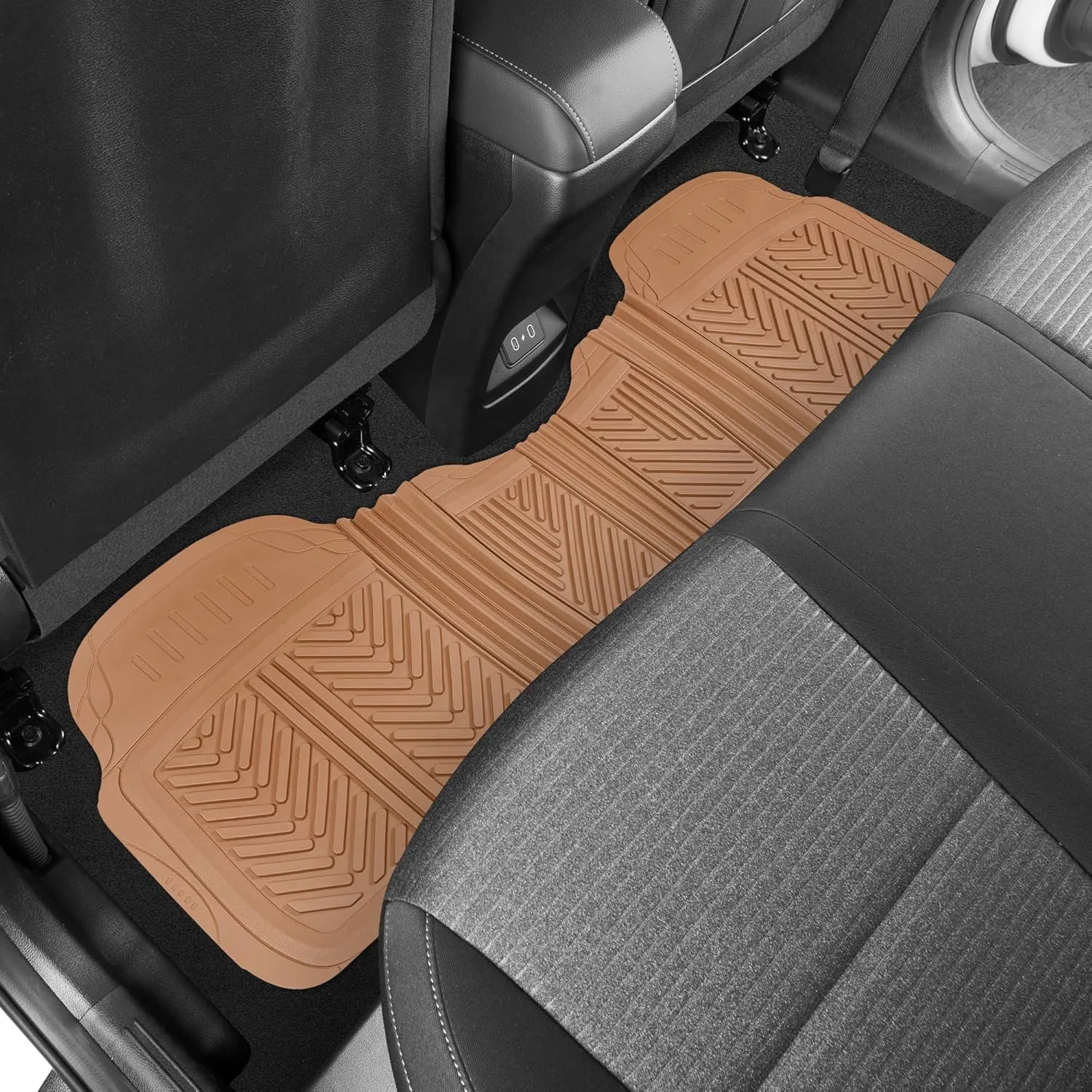 Motor Trend FlexTough Performance All Weather Rubber Car Floor Mats - 3 Piece Floor Mats Automotive Liners for Cars Truck SUV, Heavy-Duty Waterproof (Beige)