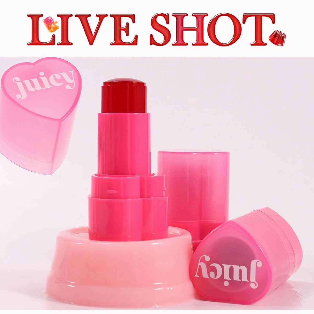 Multi-Use Water Jelly Tint Stick Sheer Lip & Cheek Stain Finish, 3-In-1 Cheek Blush & Eyeshadow & Lip Tinted Long-Lasting Moisture - 1,000  Swipes Per Stick (# 03, 0.32oz)
