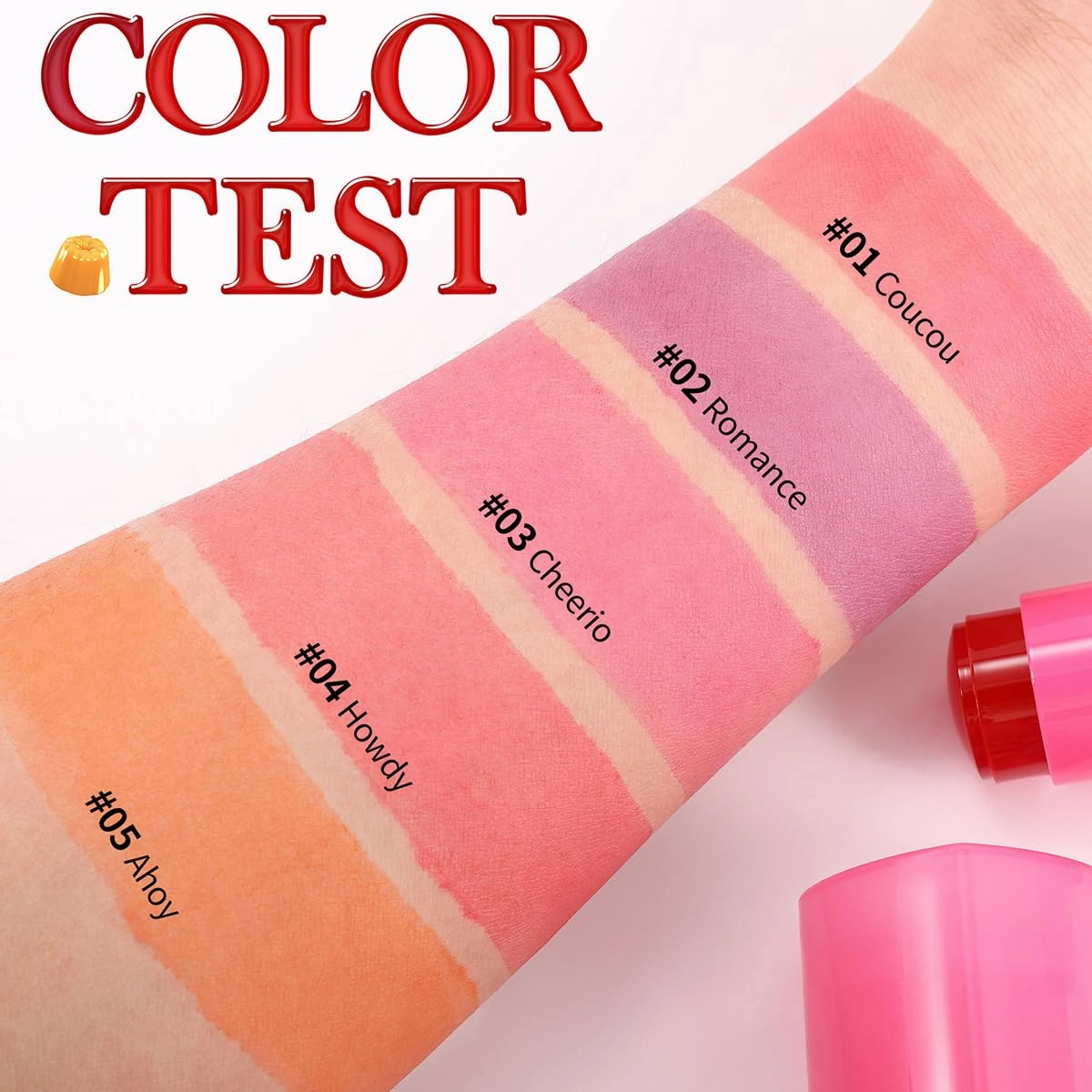 Multi-Use Water Jelly Tint Stick Sheer Lip & Cheek Stain Finish, 3-In-1 Cheek Blush & Eyeshadow & Lip Tinted Long-Lasting Moisture - 1,000  Swipes Per Stick (# 03, 0.32oz)