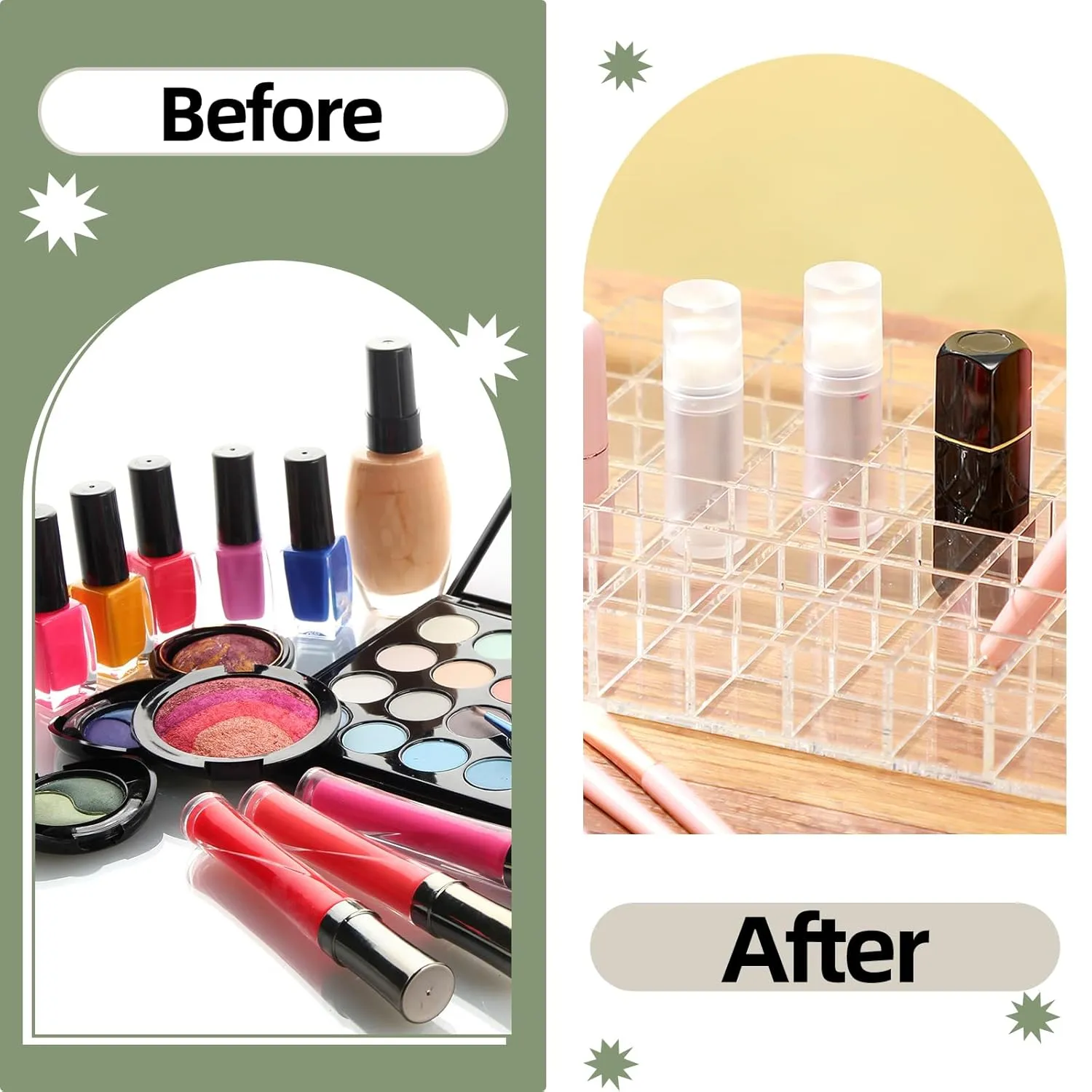 Mumufy Lipstick Holder Clear Acrylic Organizer Makeup Lip Gloss Organizer Plastic Cosmetic Display Case for Lipstick Brushes Bottles Perfume Essential Drawer Vanity Bathroom (121 Slot)