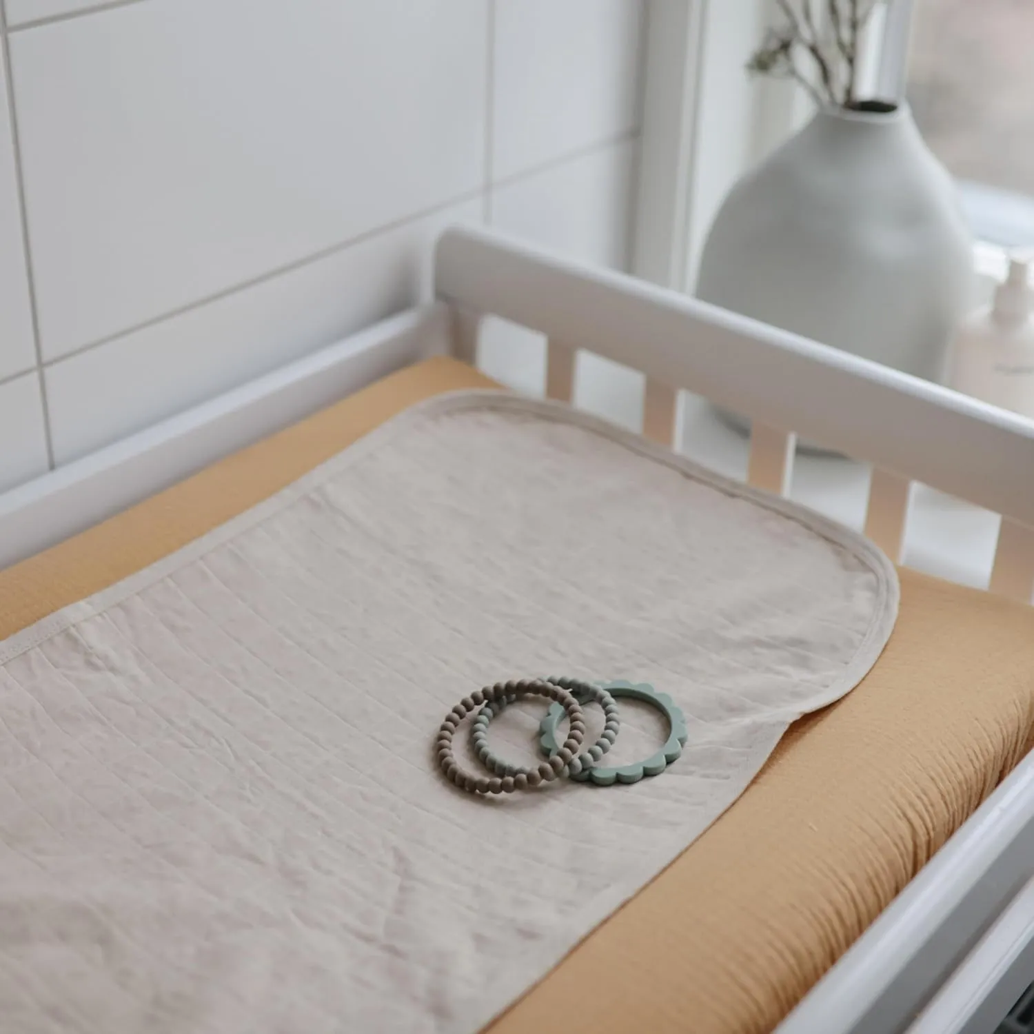 mushie Waterproof Changing Pad Liners | 100% Organic Cotton | Set of 3 (Check Combo)