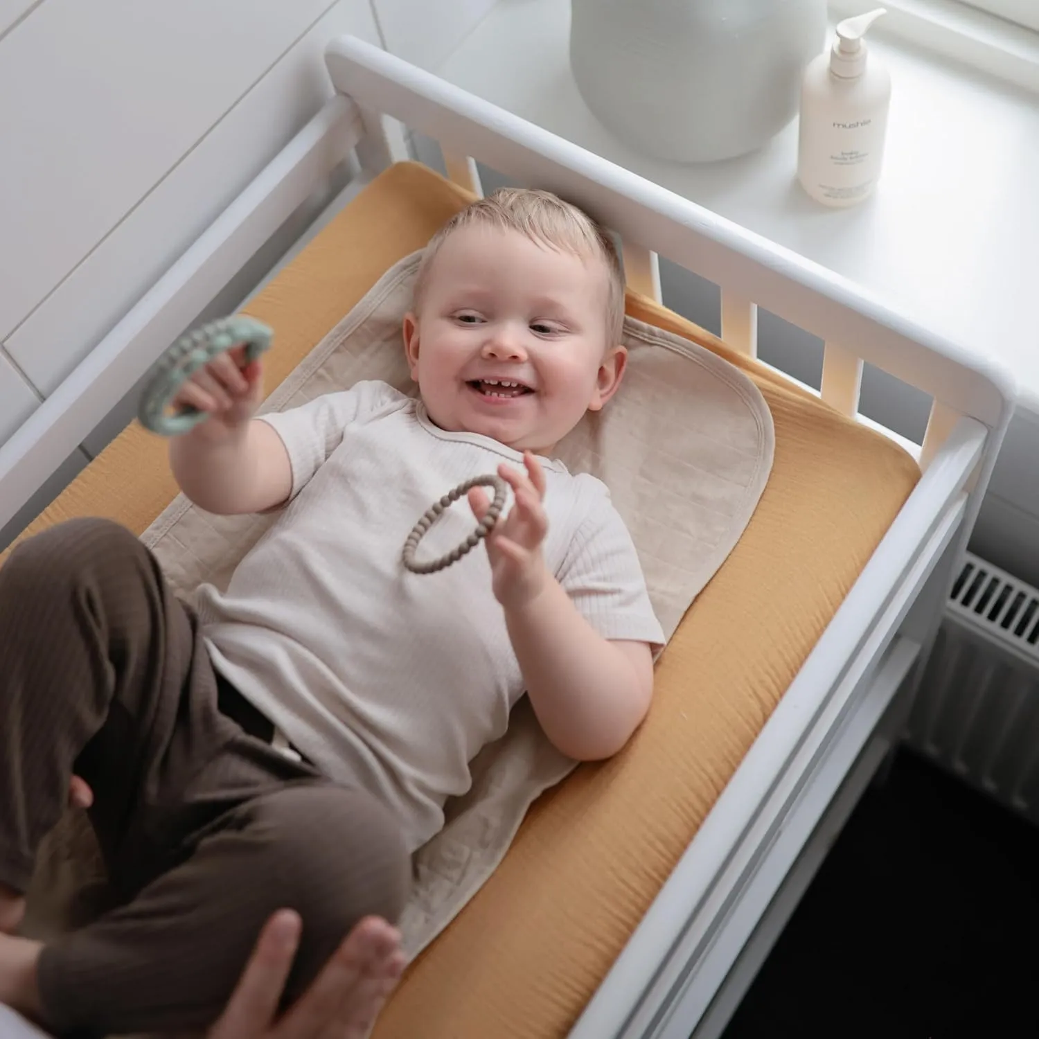mushie Waterproof Changing Pad Liners | 100% Organic Cotton | Set of 3 (Check Combo)