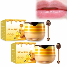 My Bee Balm Co Lip Balm Honey Pot, Mybeebalmco Lip Balm, Bee Balm Lip Balm Honey Pot Lip Gloss, Honey Bee Lip Balm with Applicator, Hydrating & Prevention Dry & Cracked Lip Scrubs (Honey *2PCS)