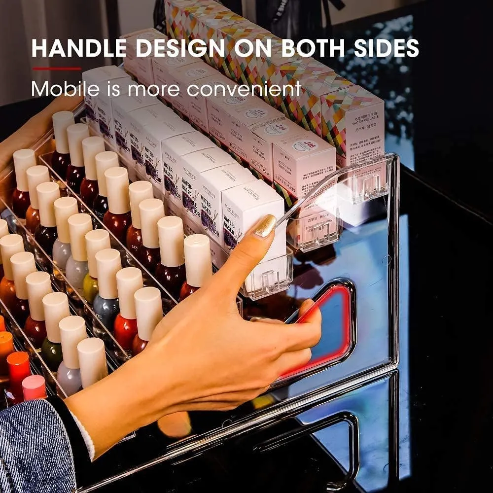 Nail Polish Organizer 84 Bottles of 7 Layers Sunglass Organizer Acrylic Display Rack Eyeglasses Storage Essential Oils Holder Makeup Organizer No Tool Needed Assembly, Clear