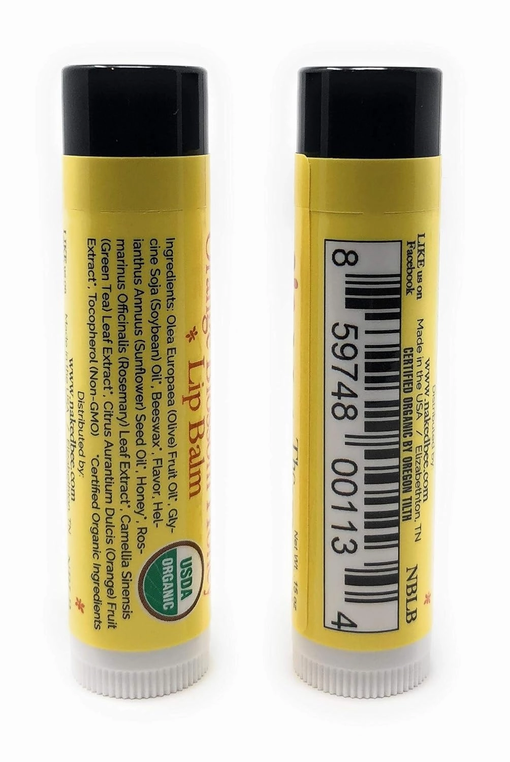 Naked Bee Moisturizing Orange Blossom Honey Lip Balm 2-pack