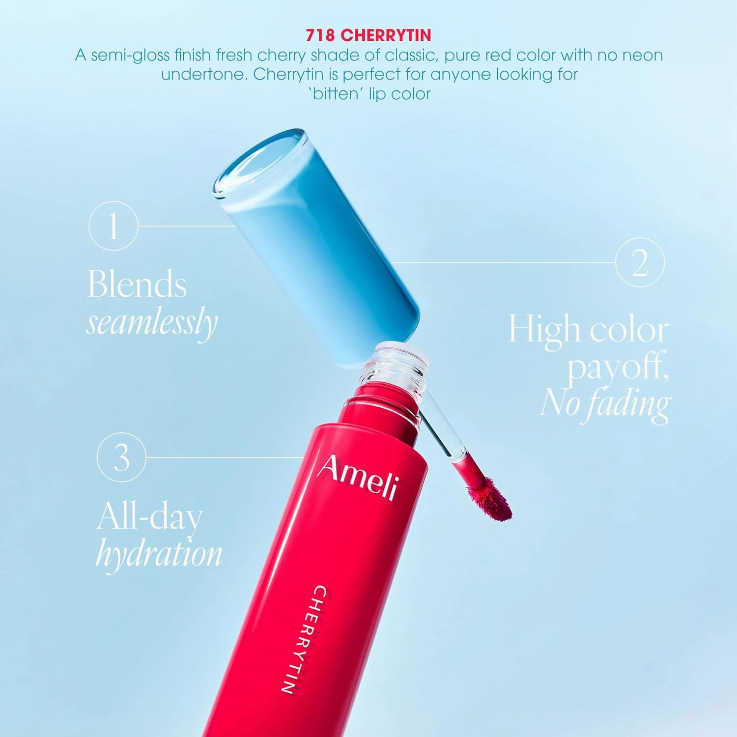 NARCISSISM LIP TINT 718 CHERRYTIN, Soft Shine Tinted Lip Stain, Conditions Lips   Gives a Natural, Dewy Flush (4.5g, 0.01 oz.)