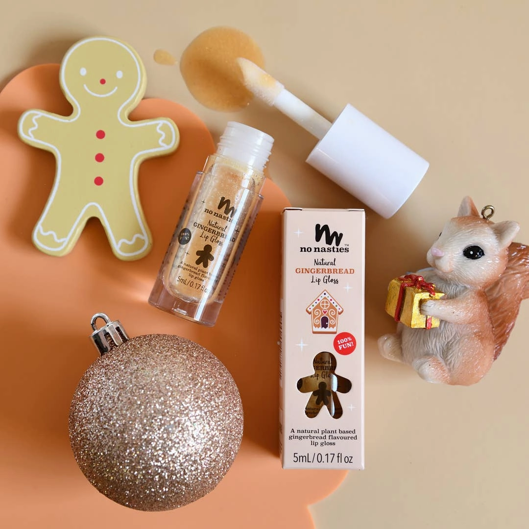 Natural Kids Lip Gloss Wands: LIMITED EDITION CHRISTMAS  - Candy Cane Peppermint - Shimmery Clear