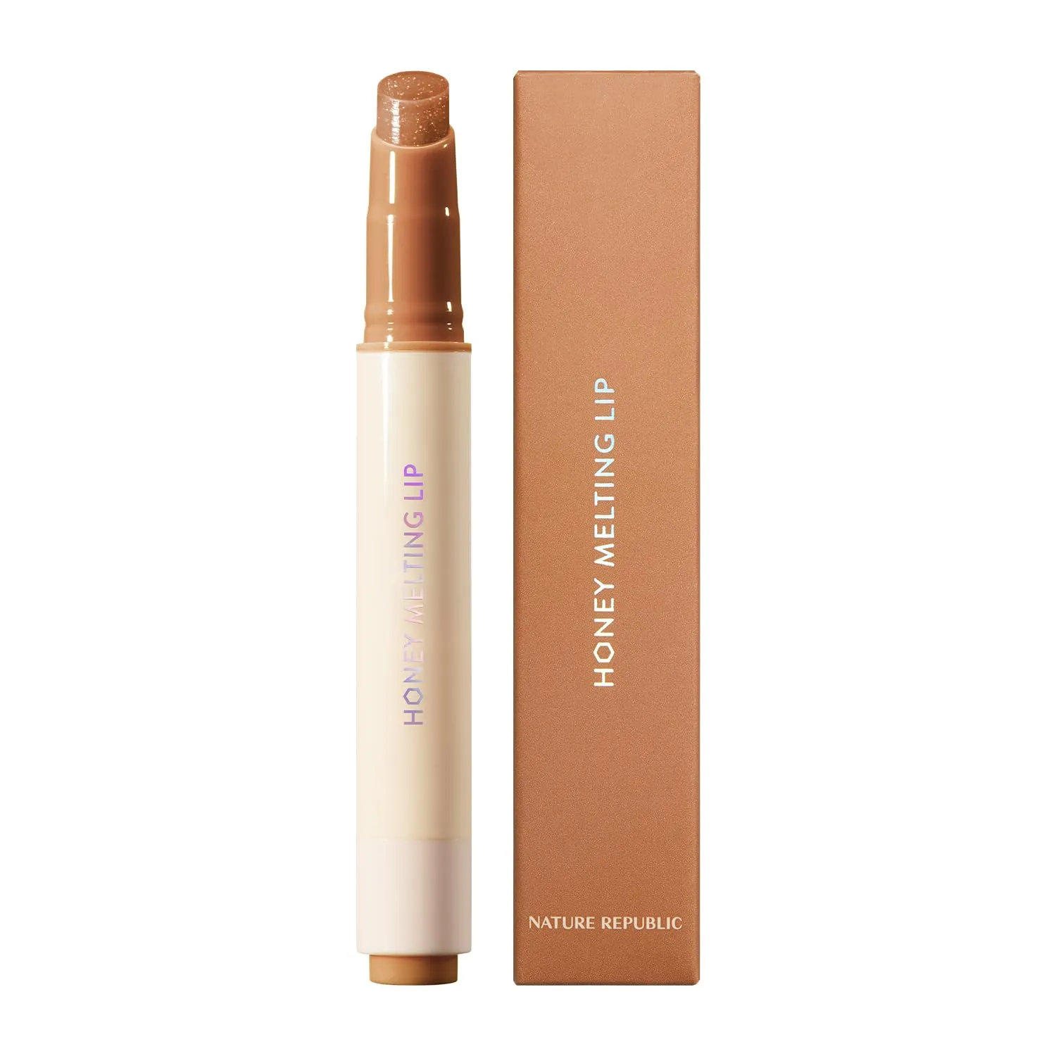 Nature Republic HONEY MELTING LIP GLITTER (14 MAPLE) SOFT LIP STICK Hydrating Gloss, Moisturizing balms, Shine Glimmer Finish, Shimmery-Sheer tint, korean make up
