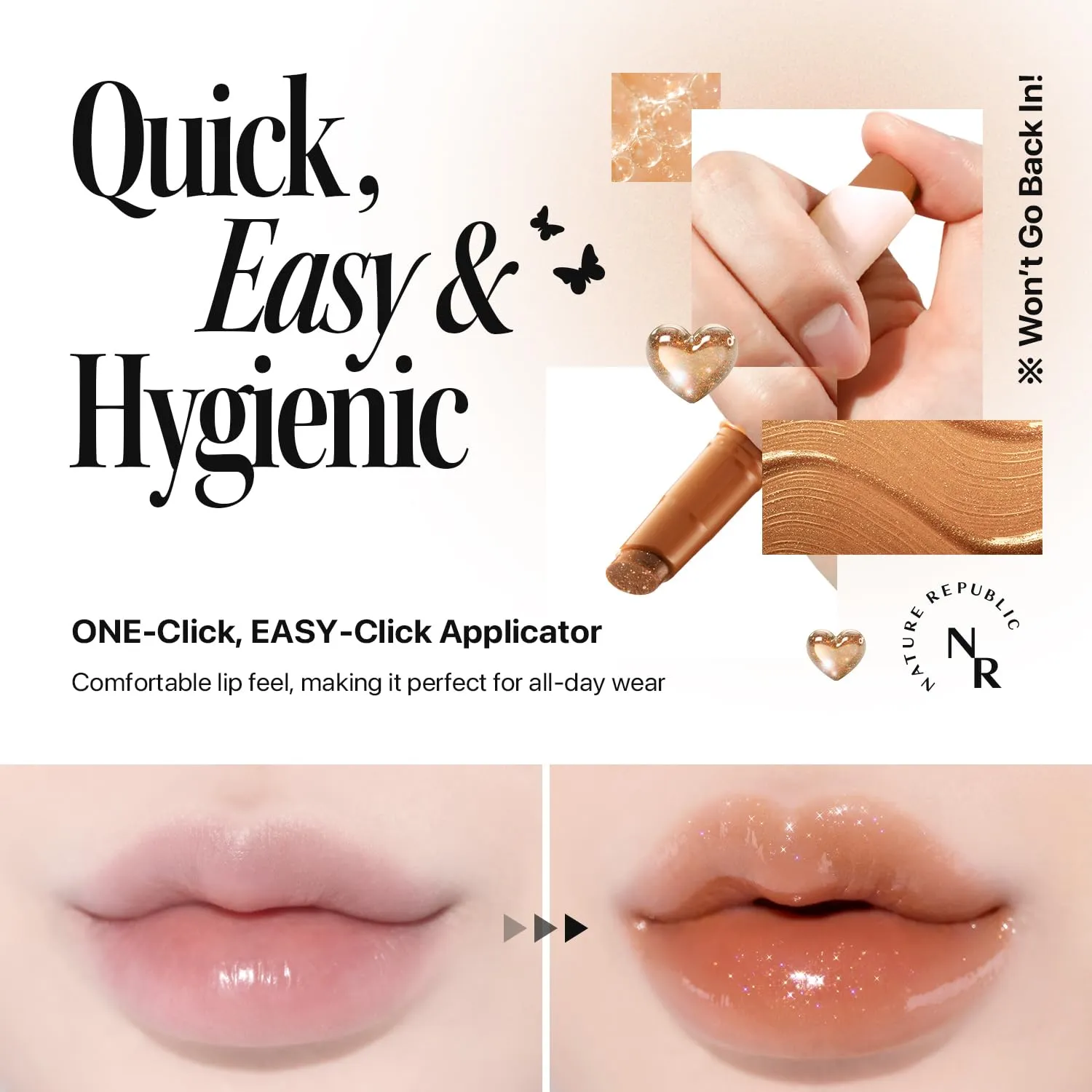 Nature Republic HONEY MELTING LIP GLITTER (14 MAPLE) SOFT LIP STICK Hydrating Gloss, Moisturizing balms, Shine Glimmer Finish, Shimmery-Sheer tint, korean make up