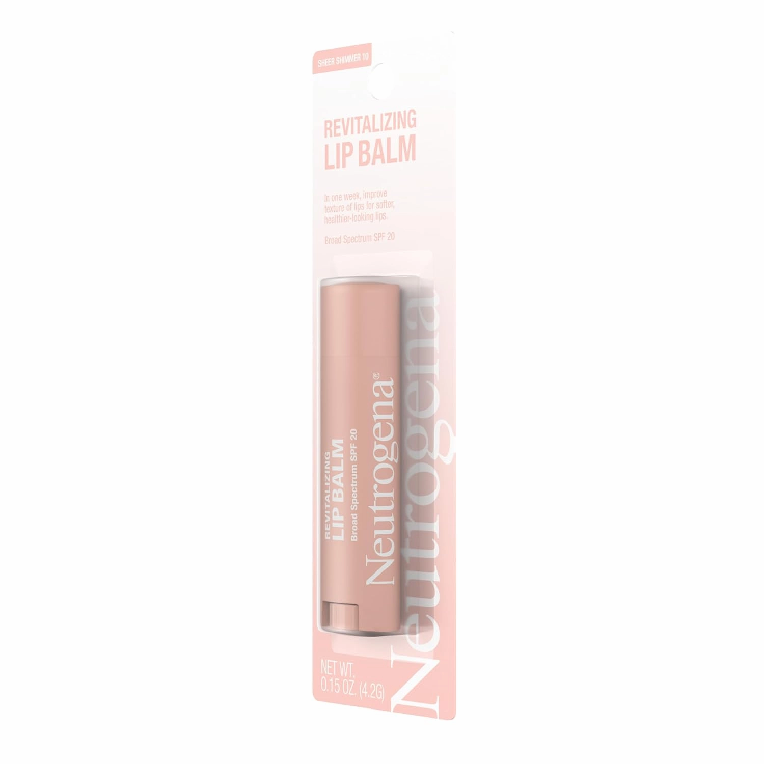 Neutrogena Revitalizing Tinted Lip Balm Broad Spectrum SPF 20 Sunscreen, Moisturizing Lip Balm with a Sheer Tint for Softer, Smoother, Healthier-Looking Lips, Sheer Shimmer 10, .15 oz (Pack of 2)