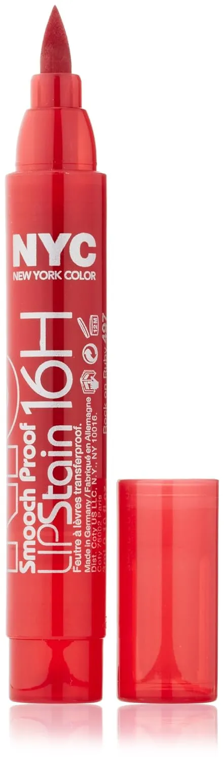New York Color Smooch Proof Lip Stain, Rock On Ruby, 0.1 Fluid Ounce