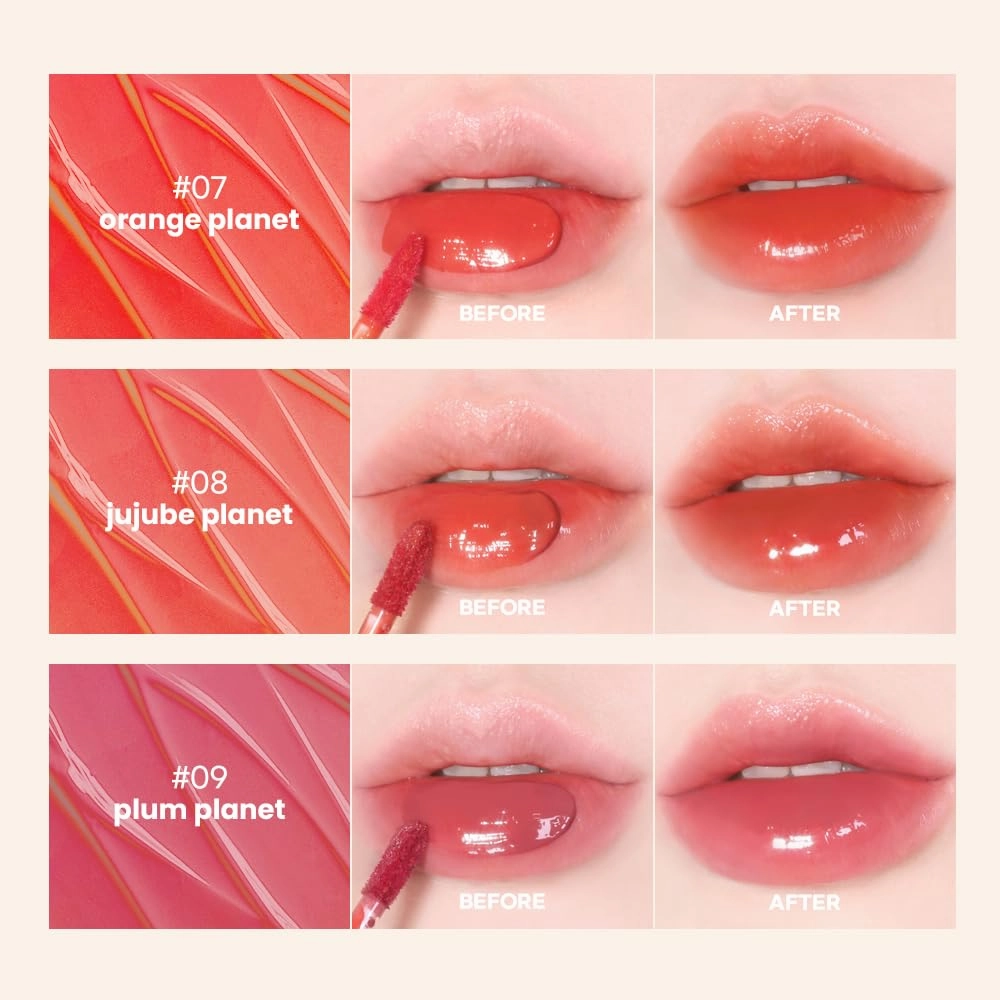 New Planet Tint | Clear Glow Tint Non-Sticky Lightweight Hydrating Long-Lasting Shine High Pigmented Volumizing Moisturizing Natural Lip Stain (#06 Pear Planet, 4.1g)