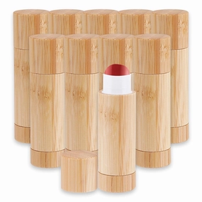 NICENEEDED 10 PCS 5g Bamboo Lipstick Tubes, Refillable DIY Lip Balm Tube, Empty Containers with Clear Plastic Inner, Cosmetic Lipstick Lip Gloss Deodorant Case Holder for Women Makeup