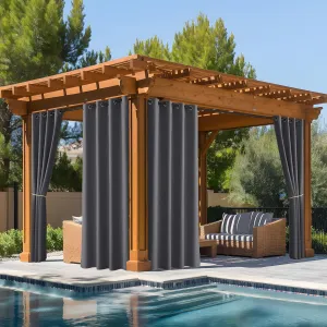 NICETOWN Fade Resistant Outdoor Curtains for Patio Waterproof 2 Panels, UV Protection Grade 4 Lightfastness Fade-Proof & Blackout Drapes for Deck, Porch, Gazebo, Grey, W52 x L96 Each Panel