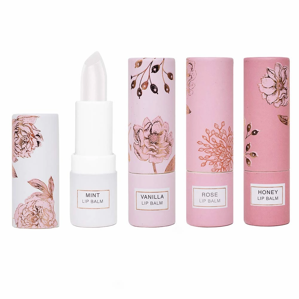 Nicole Miller 4 Pack Moisturizing Lip Balm Collection, Lip Softening Gift Set for Women and Girls (Mint, Vanilla, Rose, and Honey)