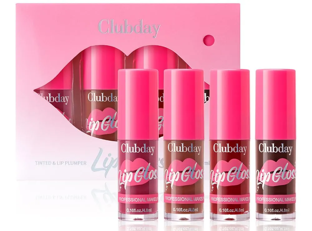 NIE PAN CHONG SHENG Lip Lasting Hydrating Pearlescent Lip Glaze Moisturizing Moisturizing 4 Lip Oil Set Makeup (B Group)
