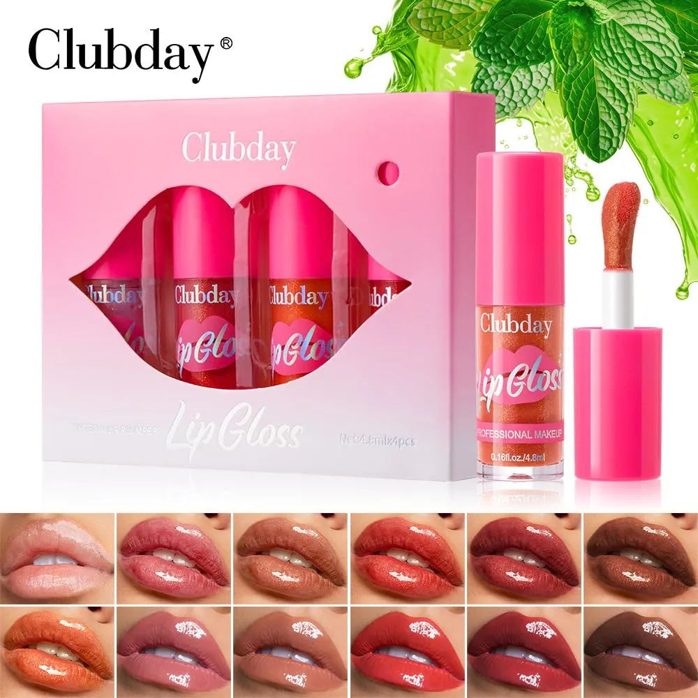 NIE PAN CHONG SHENG Lip Lasting Hydrating Pearlescent Lip Glaze Moisturizing Moisturizing 4 Lip Oil Set Makeup (B Group)