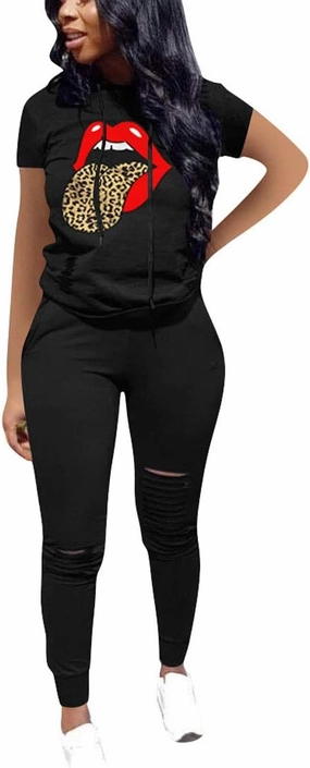 Nimsruc Two Piece Outfits for Women Short Sleeve Sweatsuit Casual Tracksuit