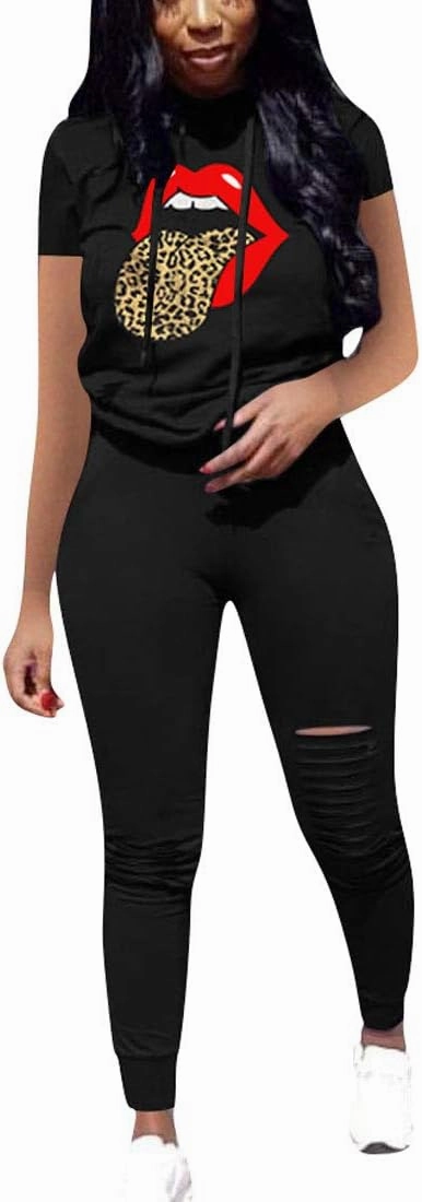 Nimsruc Two Piece Outfits for Women Short Sleeve Sweatsuit Casual Tracksuit