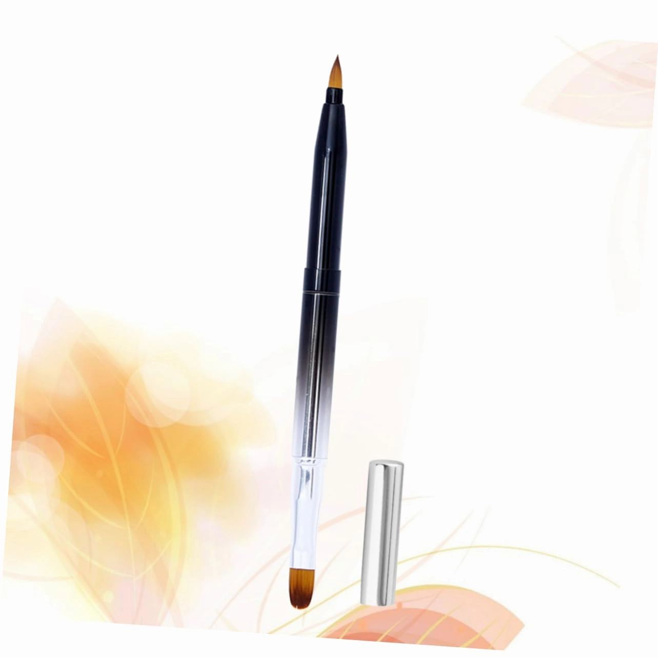 NOLITOY 3pcs Retractable Lip Brush Portable Dual-ended Cosmetic Tool Metal Shell for Lip Gloss Lipstick Application Flexible Makeup Brush for Home Use Black Gradient