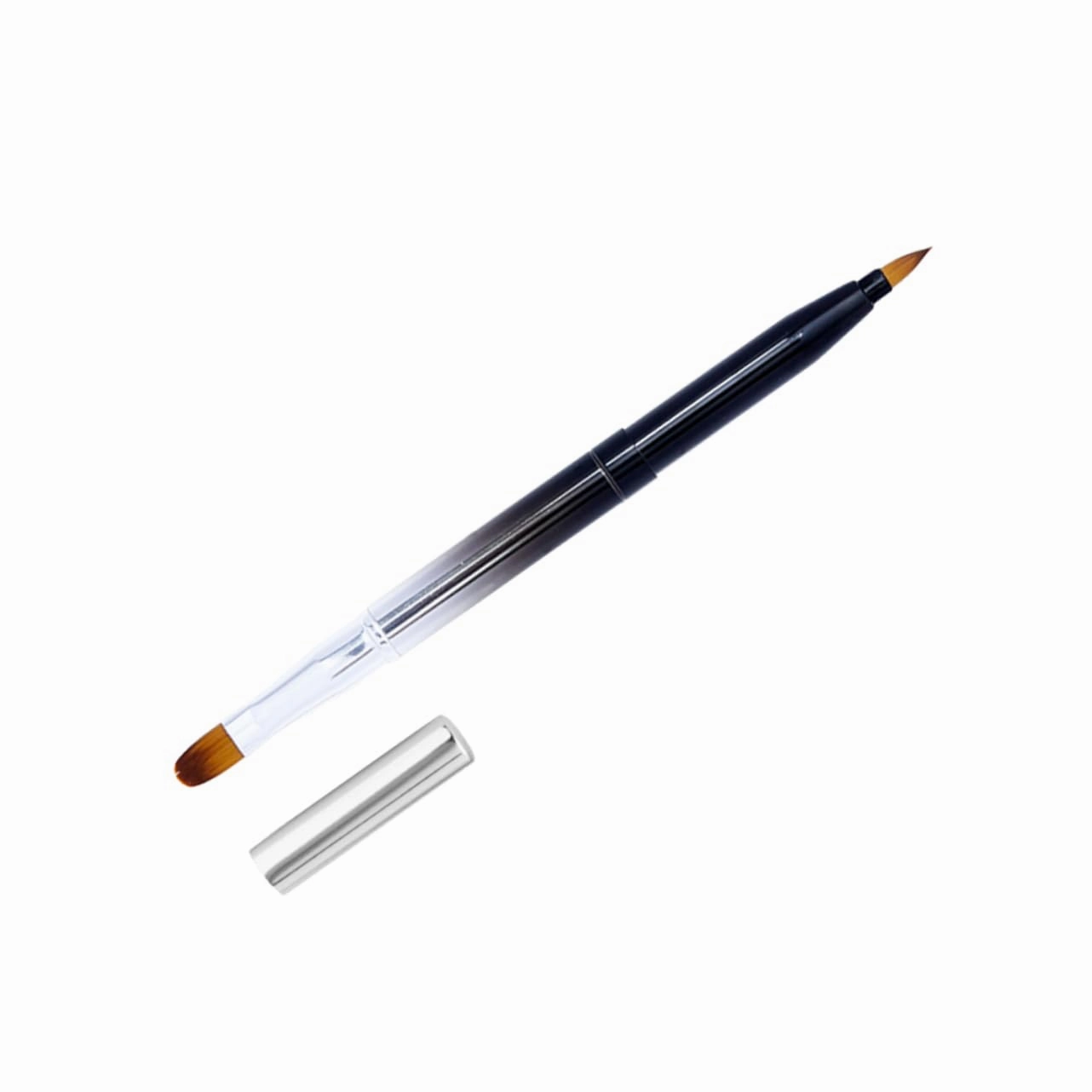 NOLITOY 3pcs Retractable Lip Brush Portable Dual-ended Cosmetic Tool Metal Shell for Lip Gloss Lipstick Application Flexible Makeup Brush for Home Use Black Gradient