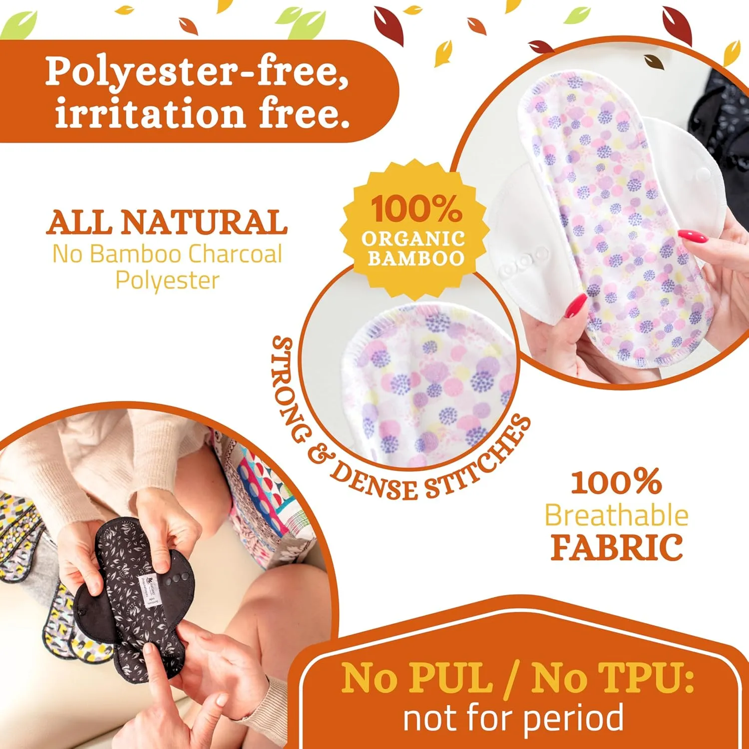 Non-Slip Organic Reusable Panty Liners for Women & Teens (Medium, 7-Pack) – High-Temp Washable Viscose Cloth Liners; Stay Fresh & Dry; for Daily Vaginal Discharge Only; 100% Breathable (no PUL/TPU)