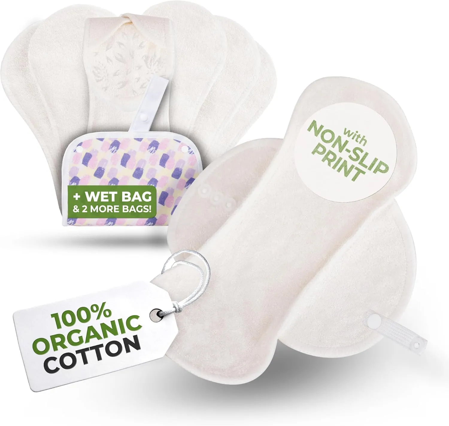 Non-Slip Organic Reusable Panty Liners for Women & Teens (Medium, 7-Pack) – High-Temp Washable Viscose Cloth Liners; Stay Fresh & Dry; for Daily Vaginal Discharge Only; 100% Breathable (no PUL/TPU)