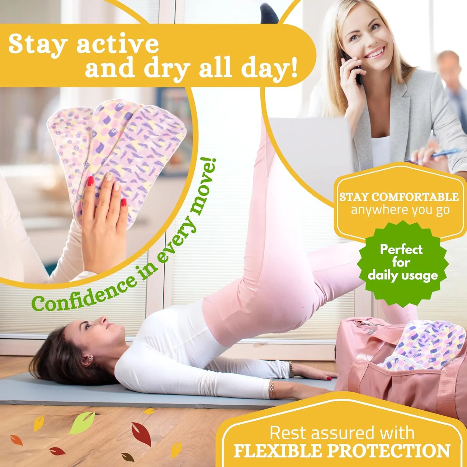 Non-Slip Organic Reusable Panty Liners for Women & Teens (Medium, 7-Pack) – High-Temp Washable Viscose Cloth Liners; Stay Fresh & Dry; for Daily Vaginal Discharge Only; 100% Breathable (no PUL/TPU)