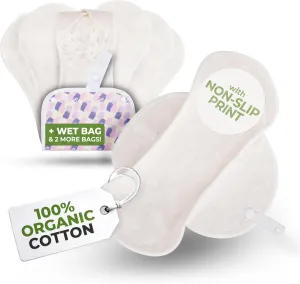 Non-Slip Organic Reusable Panty Liners for Women & Teens (Medium, 7-Pack) – High-Temp Washable Viscose Cloth Liners; Stay Fresh & Dry; for Daily Vaginal Discharge Only; 100% Breathable (no PUL/TPU)