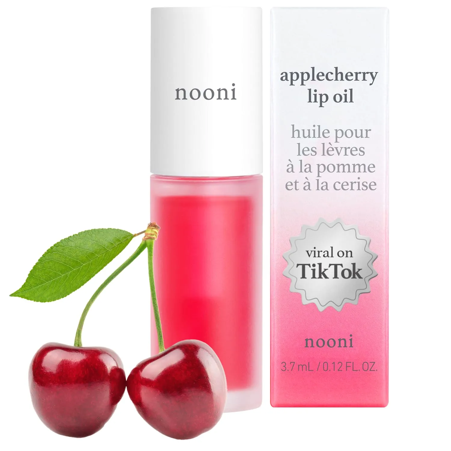 NOONI Korean Vegan Appleseed Lip Oil - Applecherry | Long-Lasting, Moisturizing, Plumping, Revitalizing for Dry Lips, Waterproof, No Peel Off, Hydrating, Nourishing, Mother's Day, 0.12 FL Oz