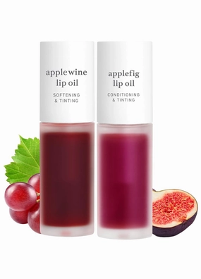 NOONI Korean Vegan Lip Oil - Applewine, 0.12 Fl. Oz.   Korean Lip Oil - Applefig, 0.12 Fl. Oz. Bundle