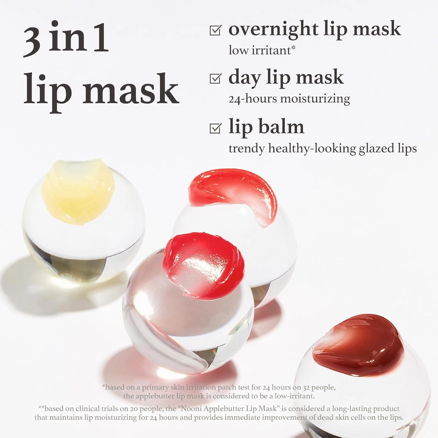 NOONI Vegan Butter Melting Balm - Appleberry Lip Sleeping Mask | Shea Butter, Vitamins, Nourishing Treatment for Dry Lips, Soothing, Overnight Moisturizer, Softening, Hydrating, 0.42 Oz