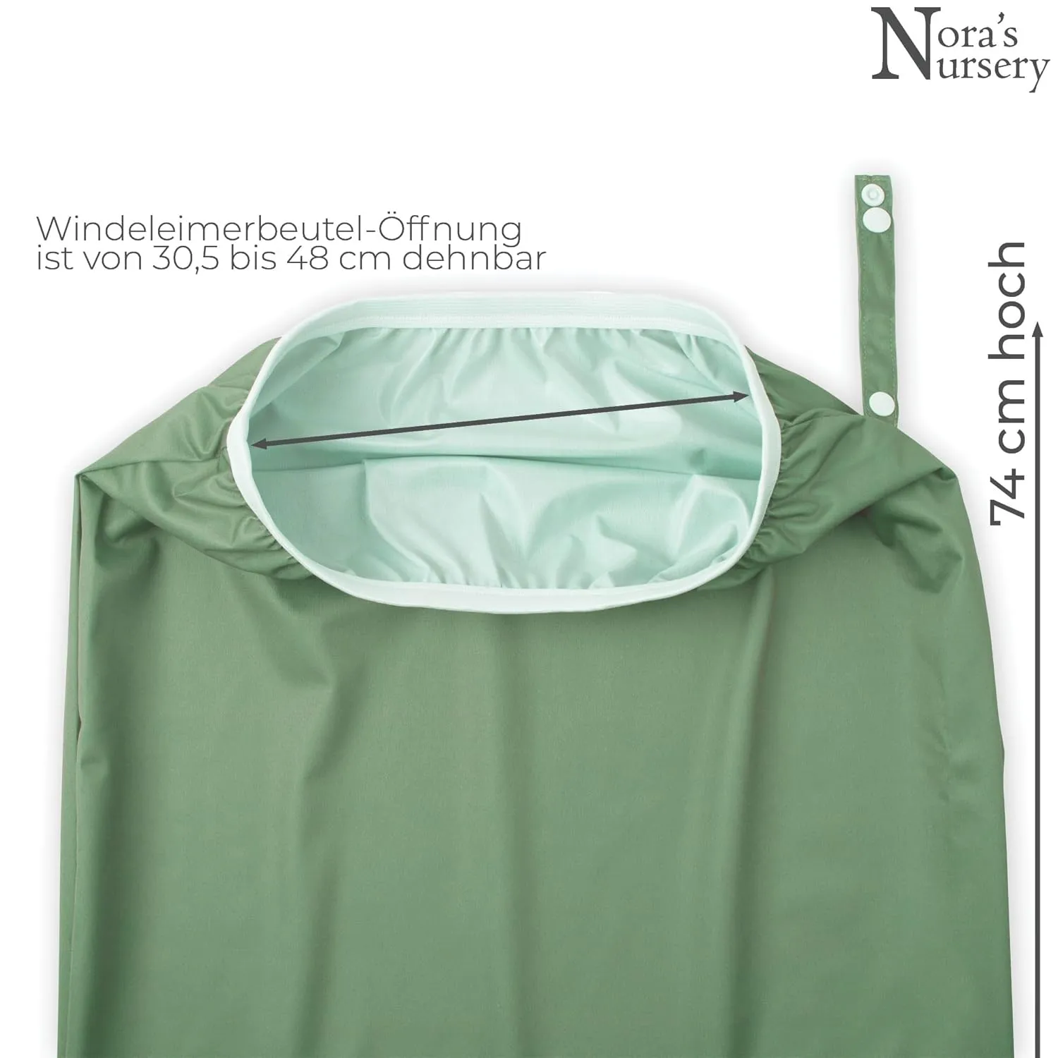 Nora's Nursery Pail Liner for Cloth Diapers - Reusable and Washable - Fits all Standard Diaper Pails - Waterproof Pail Liner with Strap for Diaper Pails, Laundry & Kitchen Garbage Cans (Garden - 2 Pk)