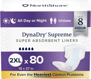 NorthShore DynaDry Supreme Liners for Men and Women, 2X-Large, Case/80 (4/20s)