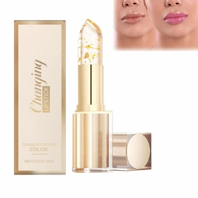 Novealcrbe Mood Lipstick, Novealcrbe Gold Crystal Color Changing Lipstick, Mood Lip Stick Color Changing Long Lasting 24 Hours Moisturizing Glossy Shine Lip Gloss for Women (Gold, 1Pcs)