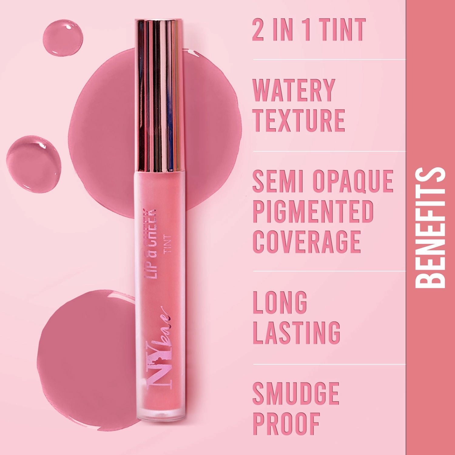 NY Bae Lip & Cheek Tint | Long Lasting | Watery Texture | Semi Opaque Pigment Coverage | Smudge Proof | Hydrating - Baby Daisies 01 (2.6 ml)