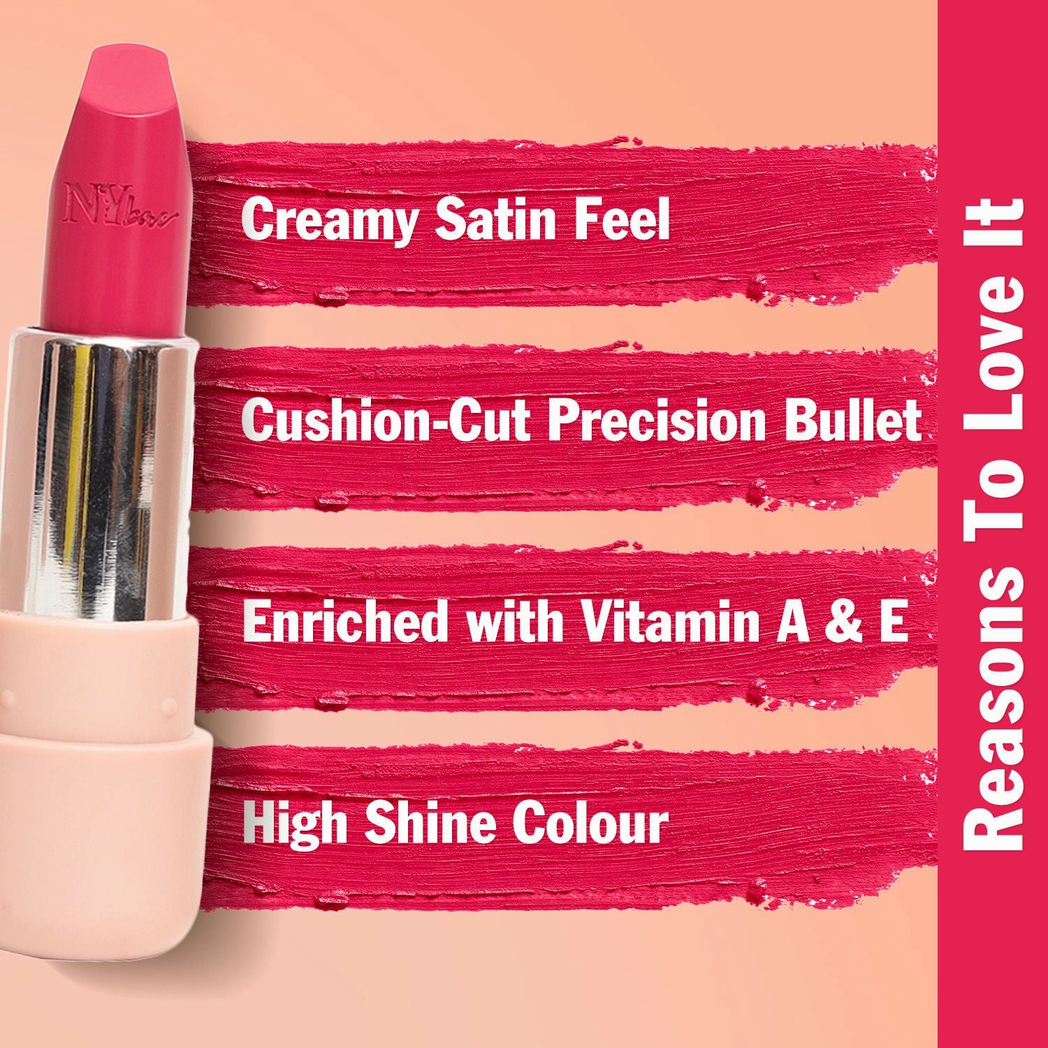 NY Bae Satin Matte Lipstick - Perky Pink 05 | Pink | Creamy Satin Finish | High Shine Colour | Hydrating | Long-Lasting | Weightless