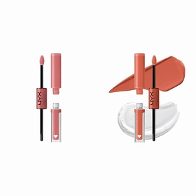 NYX Shine Loud Long Lasting Liquid Lipstick Bundle with Lip Gloss - Cash Flow (Light Dusty Rose) & Goal Crusher (Mid-Tone Beige)