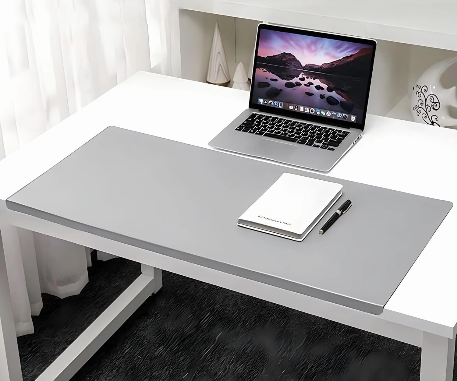 Office Desk Pad, Writing Mat with Full Grip Fixation Lip, Non-Slip PU Leather Table Blotter Desk Protector Gaming Mat Laptop Keyboard Working Mat, Waterproof Table Protective Pad