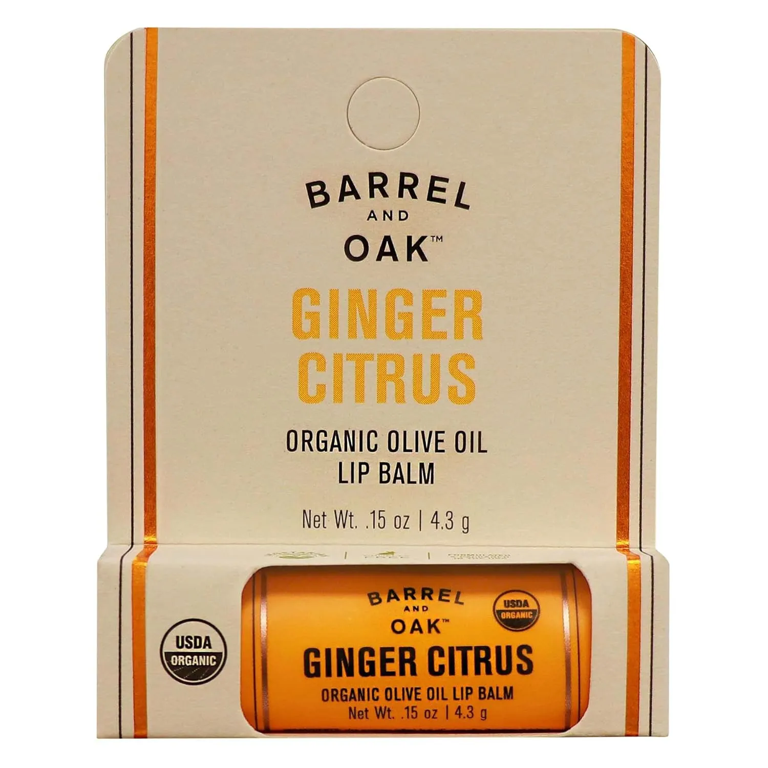 Olivina Men Organic Olive Oil Lip Balm, Ginger Citrus, 0.15-Ounce