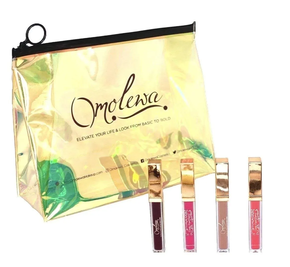 Omolewa I AM LIMITLESS SET | Liquid Matte Lipstick - Long Lasting Lipstick Set with Golden Lux Beauty Bag