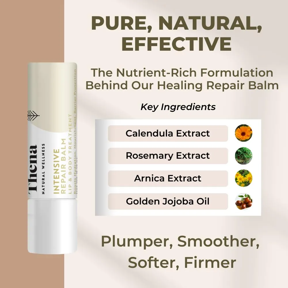 Organic Lip Treatment Balm Ultra Hydrating & Nourishing Care for Dry, Chapped, Cracked Lips & Skin, Visibly Smooths Wrinkles & Fine Lines, Natural Skin Care, 3 Pack Gift Set, Women & Men