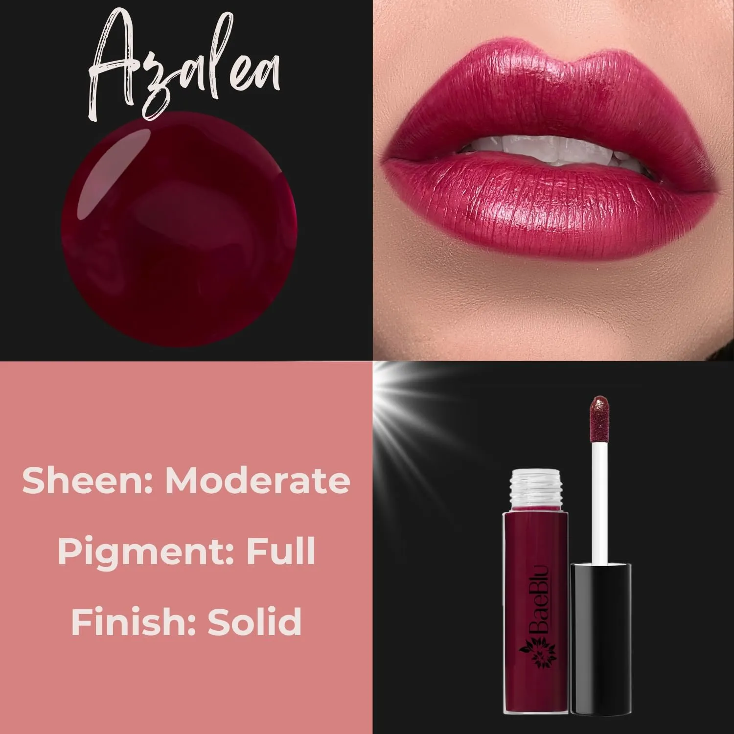 Organic Vegan Lip Gloss, 100% Natural Non-Toxic Moisturizing Ingredients, Azalea