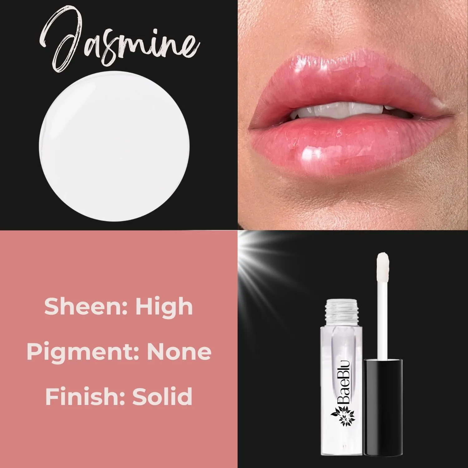 Organic Vegan Lip Gloss, 100% Natural Non-Toxic Moisturizing Ingredients, Jasmine