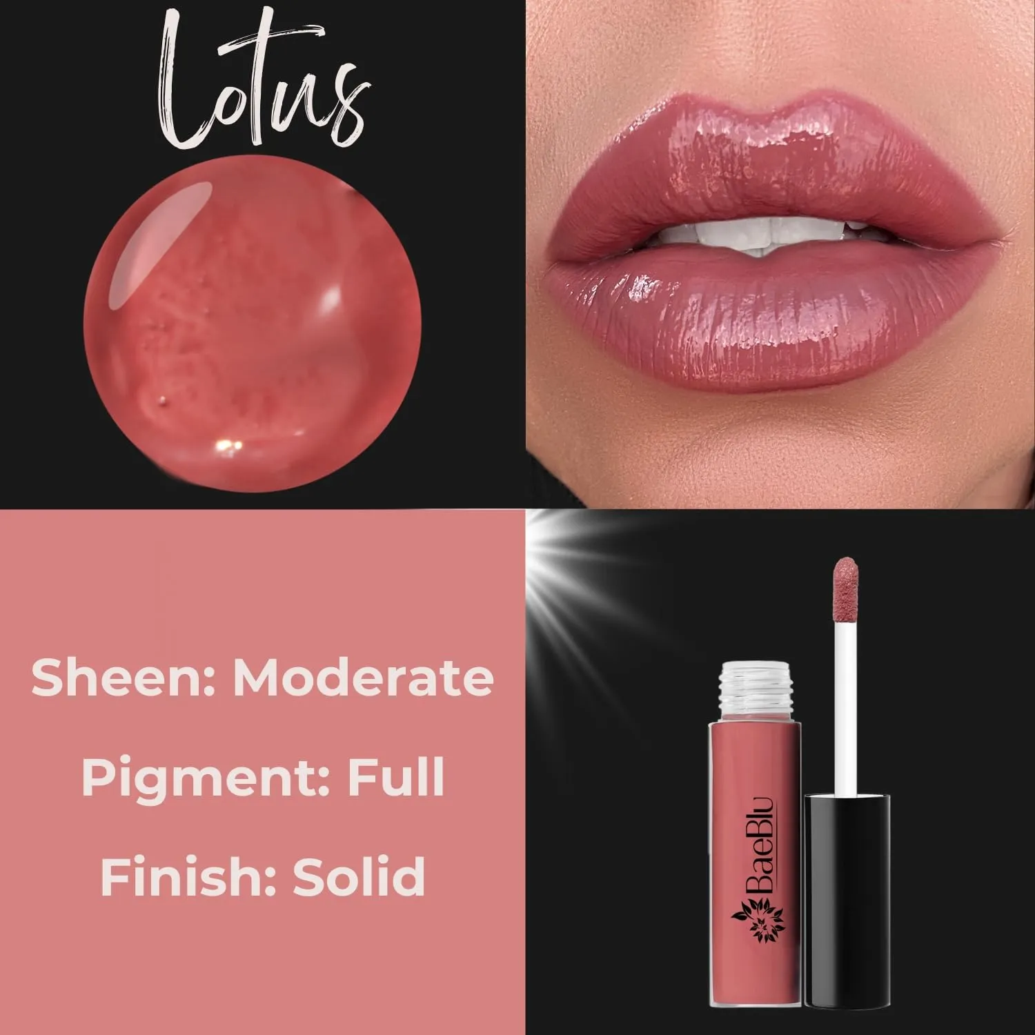 Organic Vegan Lip Gloss, 100% Natural Non-Toxic Moisturizing Ingredients, Lotus